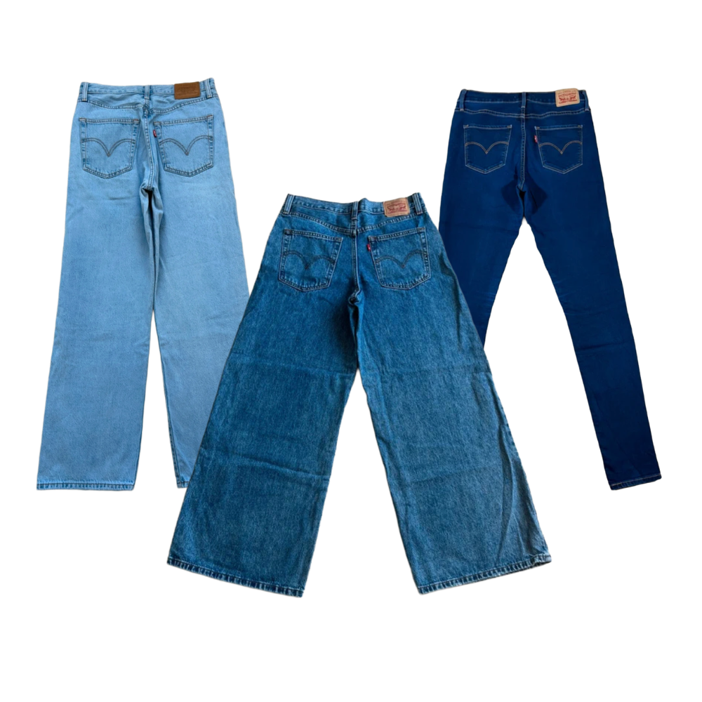 Lot de jeans Levi's femme vintage seconde main grade A/B pour revente